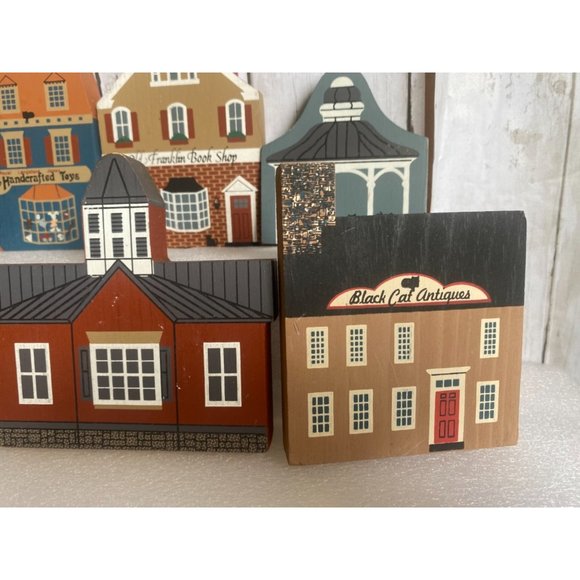 Cats Meow Village Antique signed  1989 School Clothiers Town Hall Cherry Tree In - Picture 3 of 14